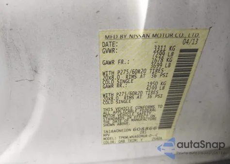 2013 Nissan Armada Platinum из США, поврежденный, VIN 5N1BA0NE1DN608866